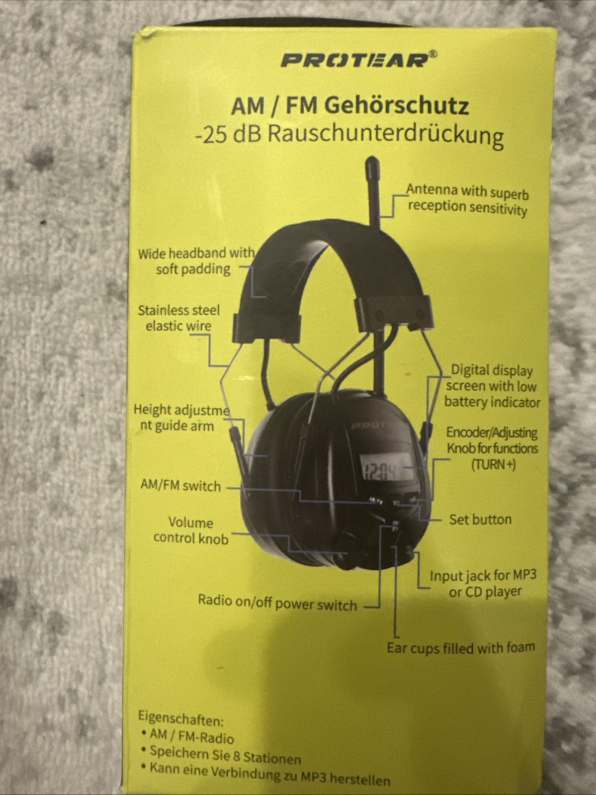 PROTEAR AM FM Hearing Protector, Ear Protection for Mowing, Assorted Colors