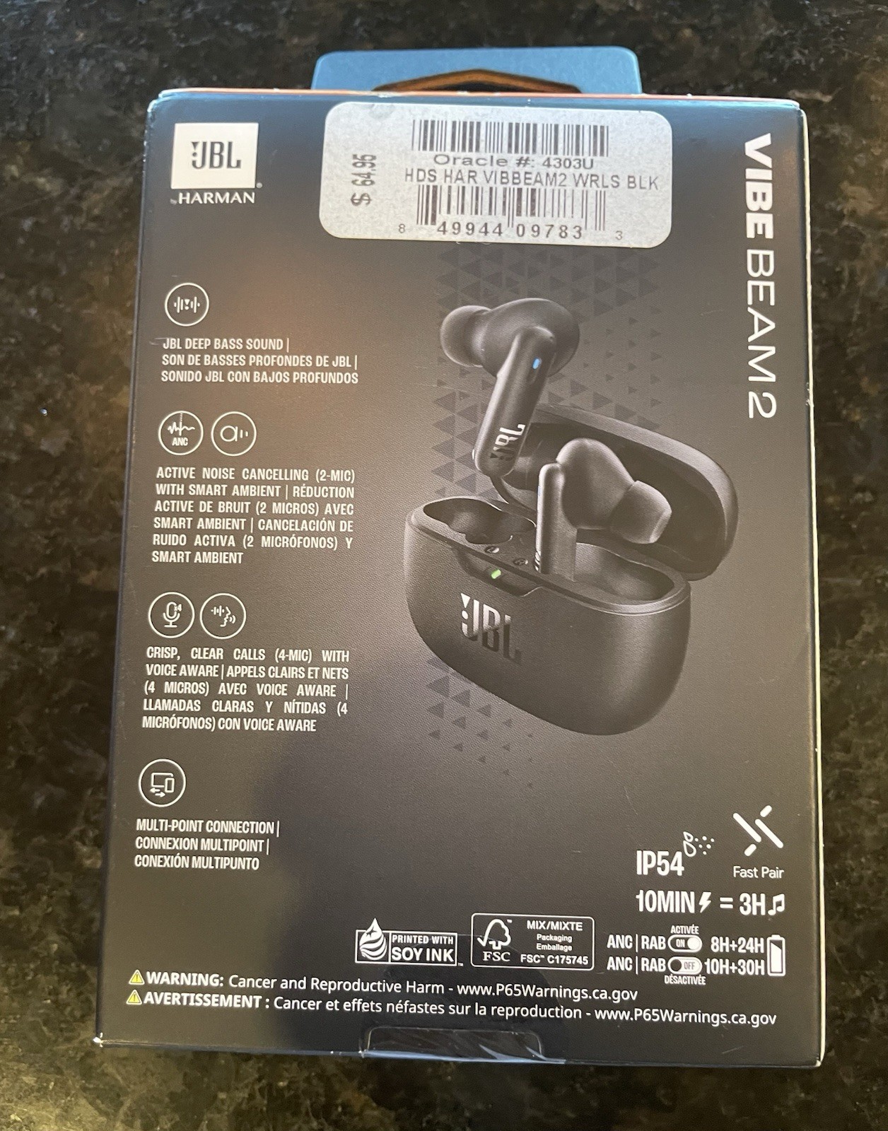 JBL Vibe Beam 2 Wireless Earbuds Noise Cancelling In‑Ear Headphones NWT