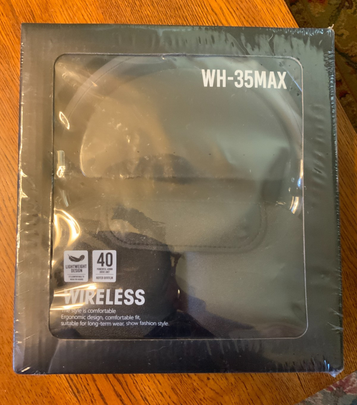 WH-35Max Bluetooth Headphones –40mm Speaker, Wireless V5.3, Black – Sealed