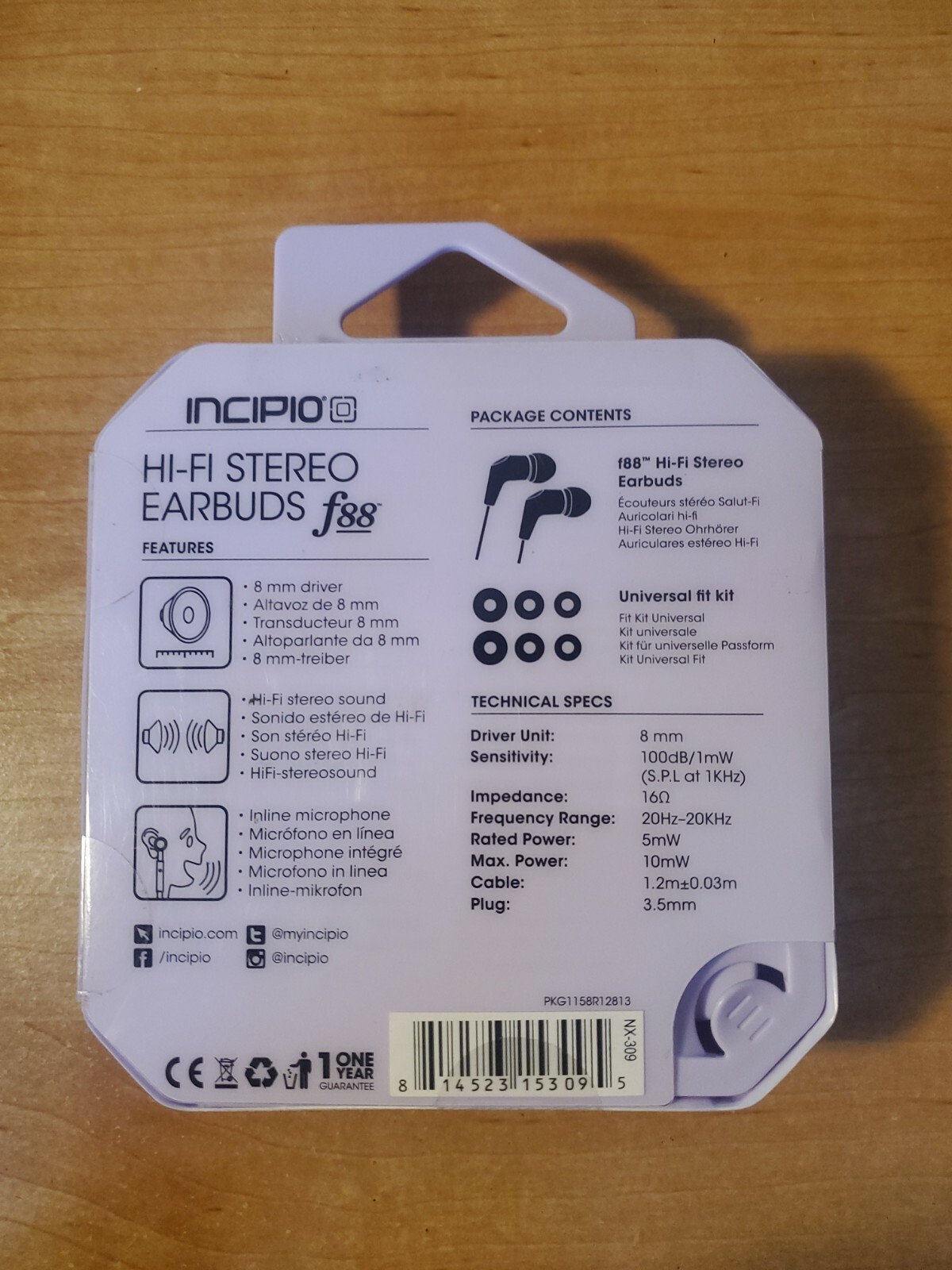 Incipio F88 Hi-Fi Stereo Earbuds 8mm Driver Inline Mic Microphone NIB Green Teal
