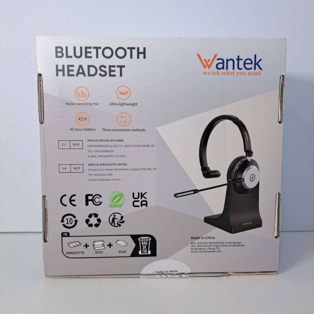 Open Box Wantek Bluetooth Wireless Call Center Headset HSM-WK881BTC (TESTED)