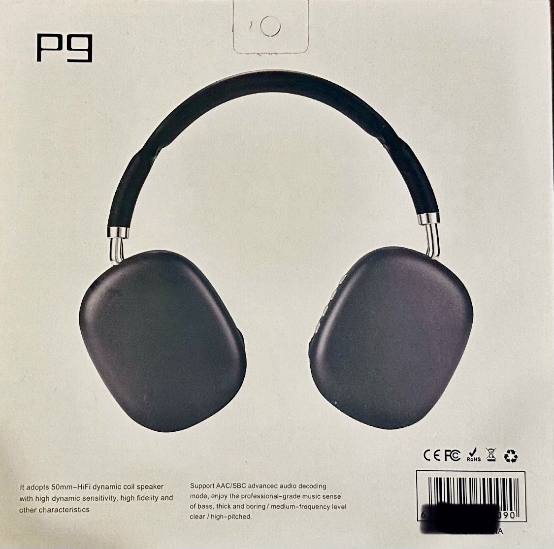 Black P9 pro Max Wireless Headphones Mic Stereo Sound Max Sport Waterproof Black