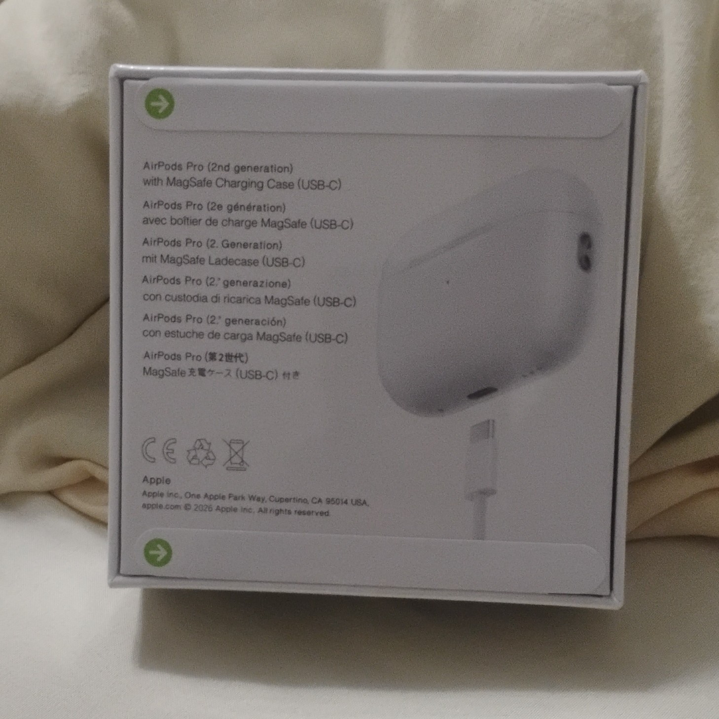Apple AirPods Pro 2nd Gen White MagSafe USB-C Case Bluetooth MTJV3AM/A