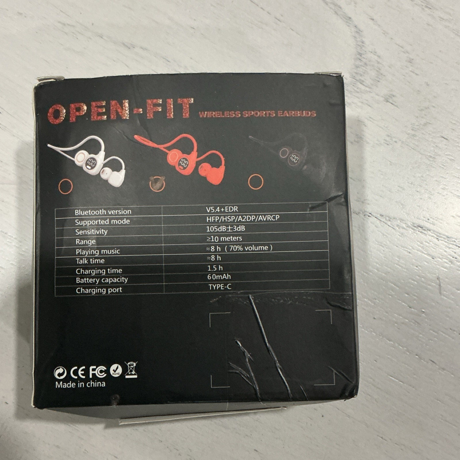 OPEN-FIT K11 Wireless Bluetooth Earbuds, HD Voice Call, Built-In Mic, Orange
