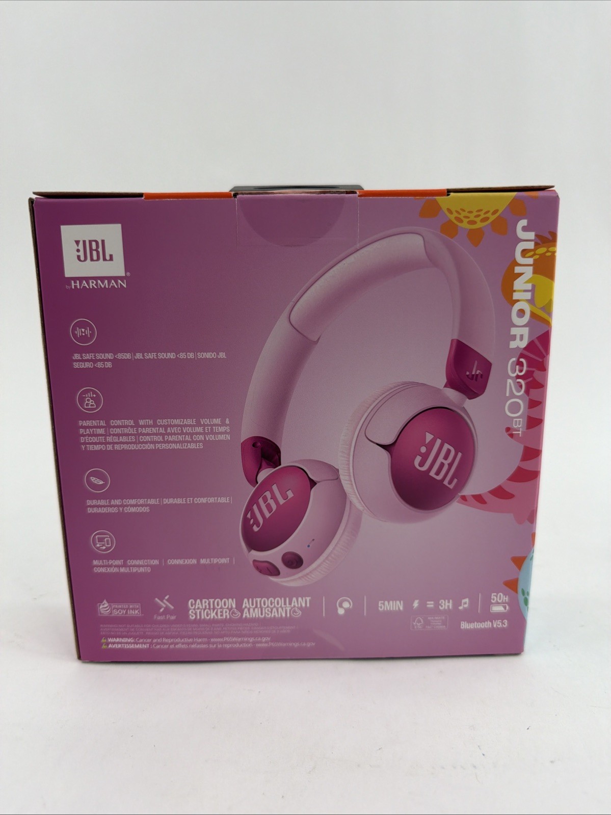 JBL Junior 320BT Kids Wireless Bluetooth On-Ear Headphones for Kids (Purple)