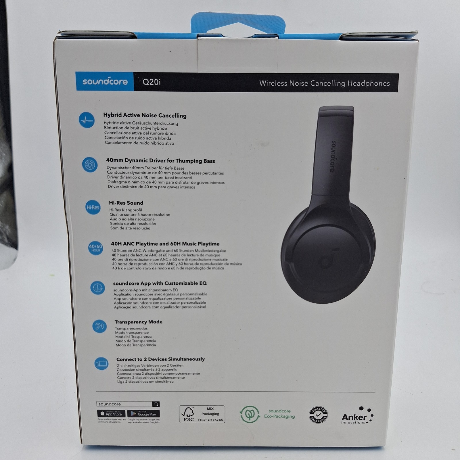 Soundcore Q20i Noise Canceling Anker Headphones New Box Damage