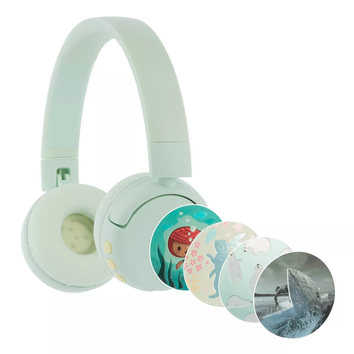 BuddyPhones POP Foldable Bluetooth Wireless Kids Headphones with – Green