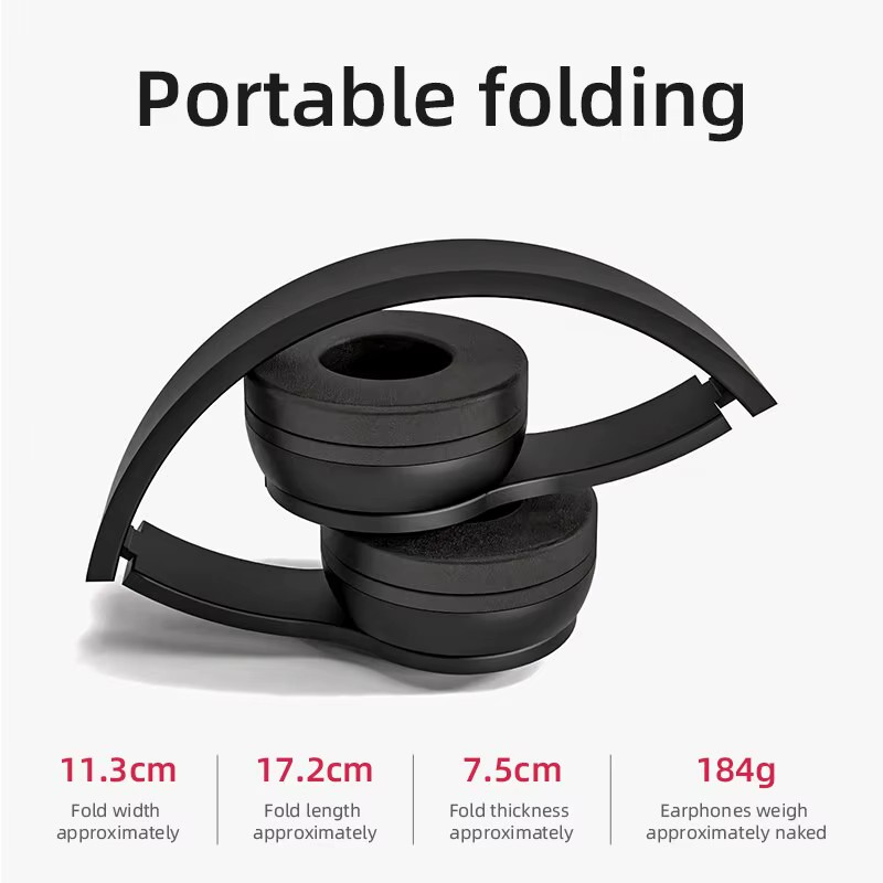 P47 Wireless Headphones Bluetooth 5.0 Earphones Foldable HIFI Stereo Bass for Mu