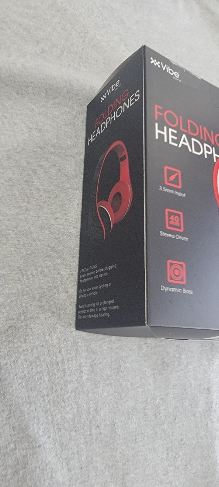 VIBE SOUND FOLDING HEADPHONES WITH 3.5MM INPUT RED AND BLACK