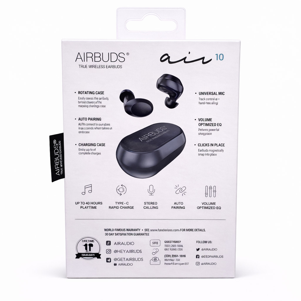 Airbuds True Wireless Earbuds Bluetooth 2 Pack New