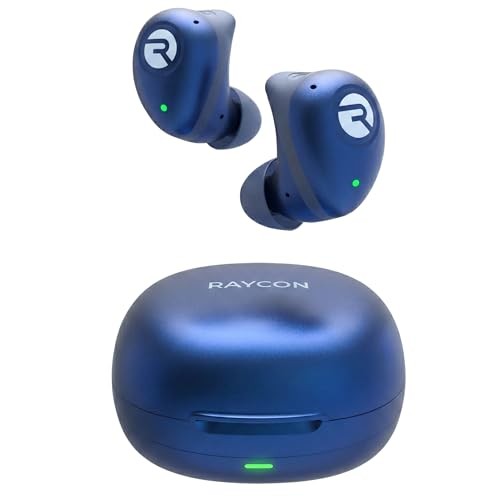 Fitnesstooth Wireless Earbuds + Microphone with Active Noise Canceling – Blue