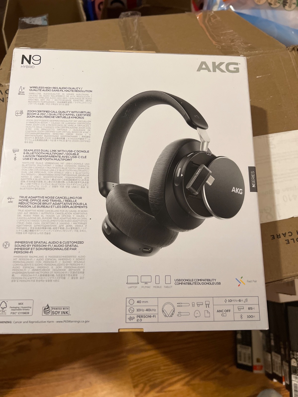Harman AKG N9 Hybrid Wireless Headphones – Hi-Res Audio + ANC | Open Box