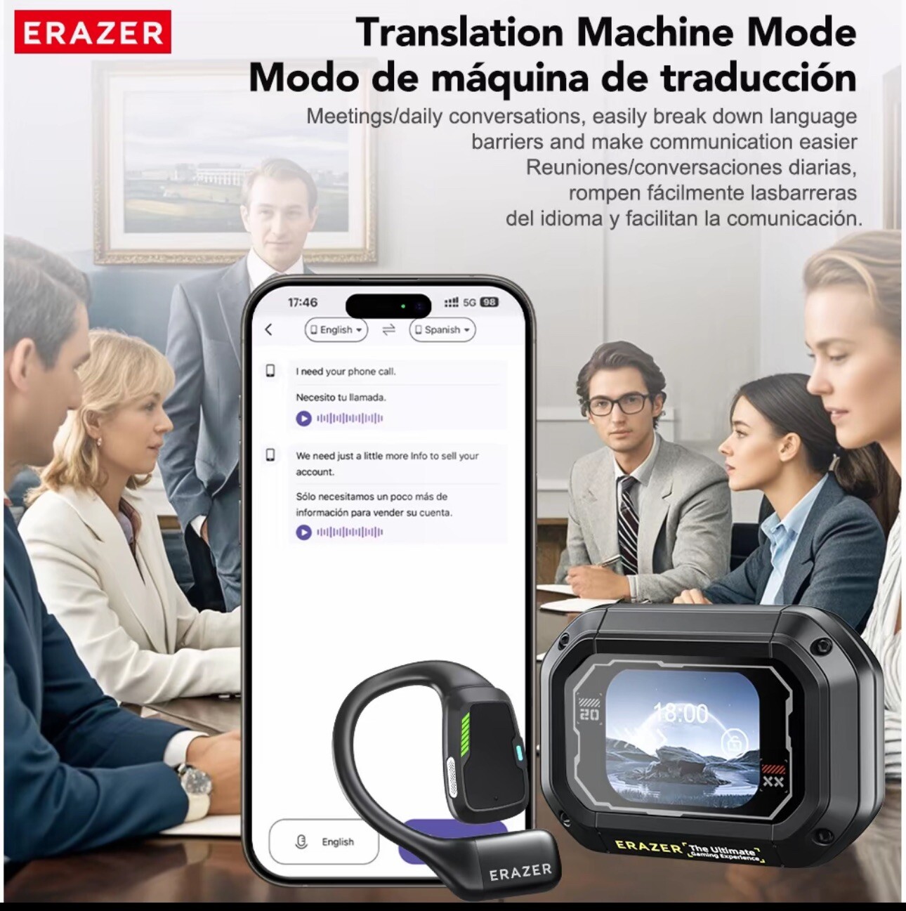 ERAZER XP6 Translate Earbuds Open Free Wireless Bluetooth Earbuds
