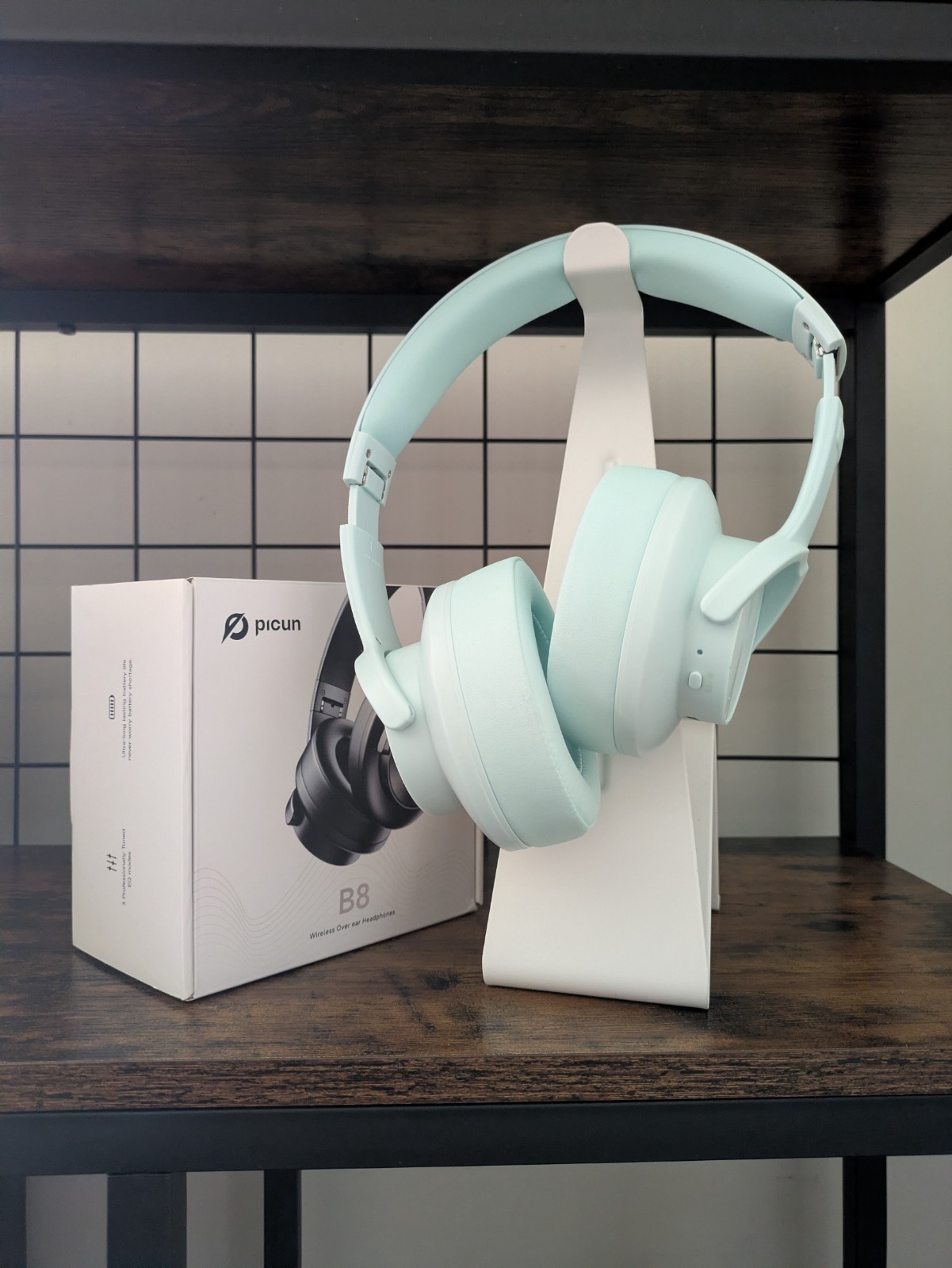 Picun B8 Bluetooth Headphones Light Green Wireless + IKEA Mojlighet Stand