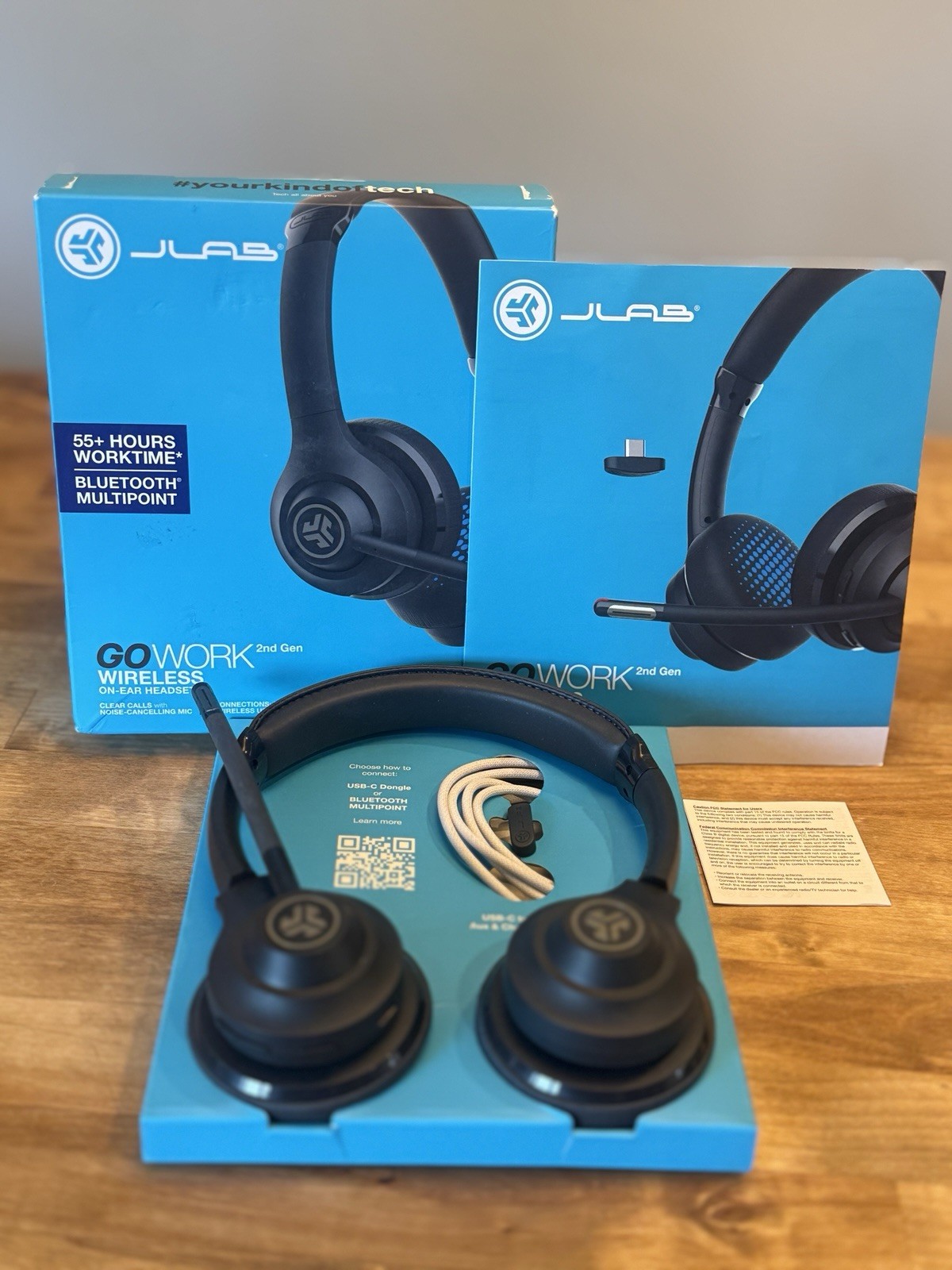 JLab Go Work Wireless Headsets w/ Microphone, 45+ Playtime PC Bluetooth Headset