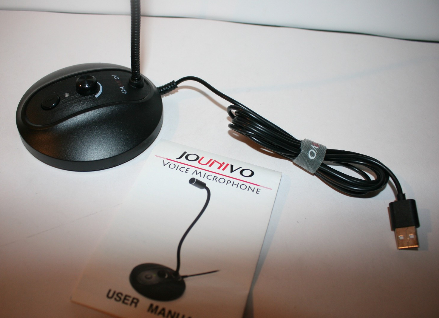 Jounivo Computer Voice Microphone Mute Button Gooseneck Adjustable USB 5V Black