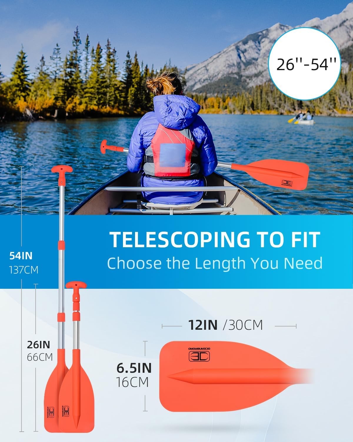OCEANBROAD Telescoping 21''-42''(1-pack), Orange