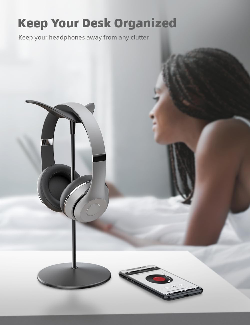 Lamicall Headphone Stand, Desktop Headset Holder – Desk Earphone Black