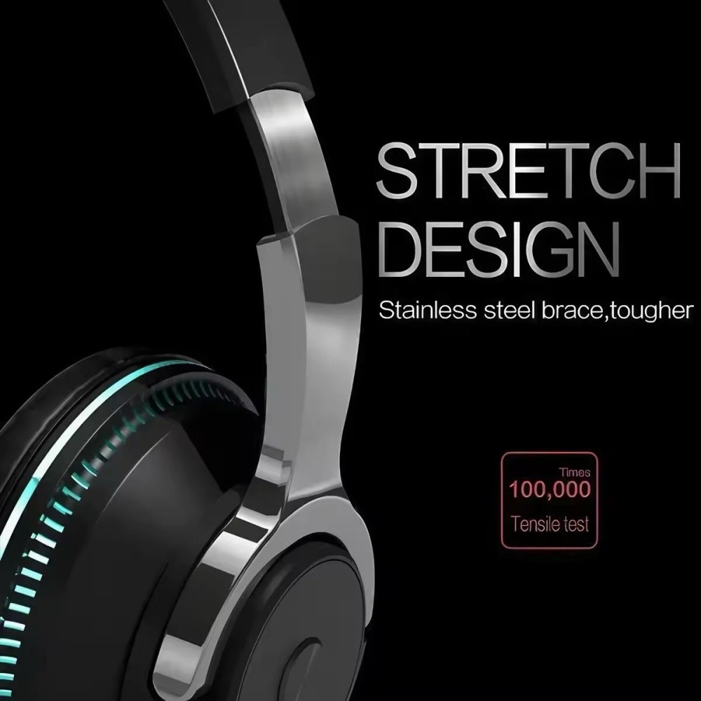 Wireless Bluetooth 5.1 Headphones Over Ear LED Headset Stereo Noise Cancelling