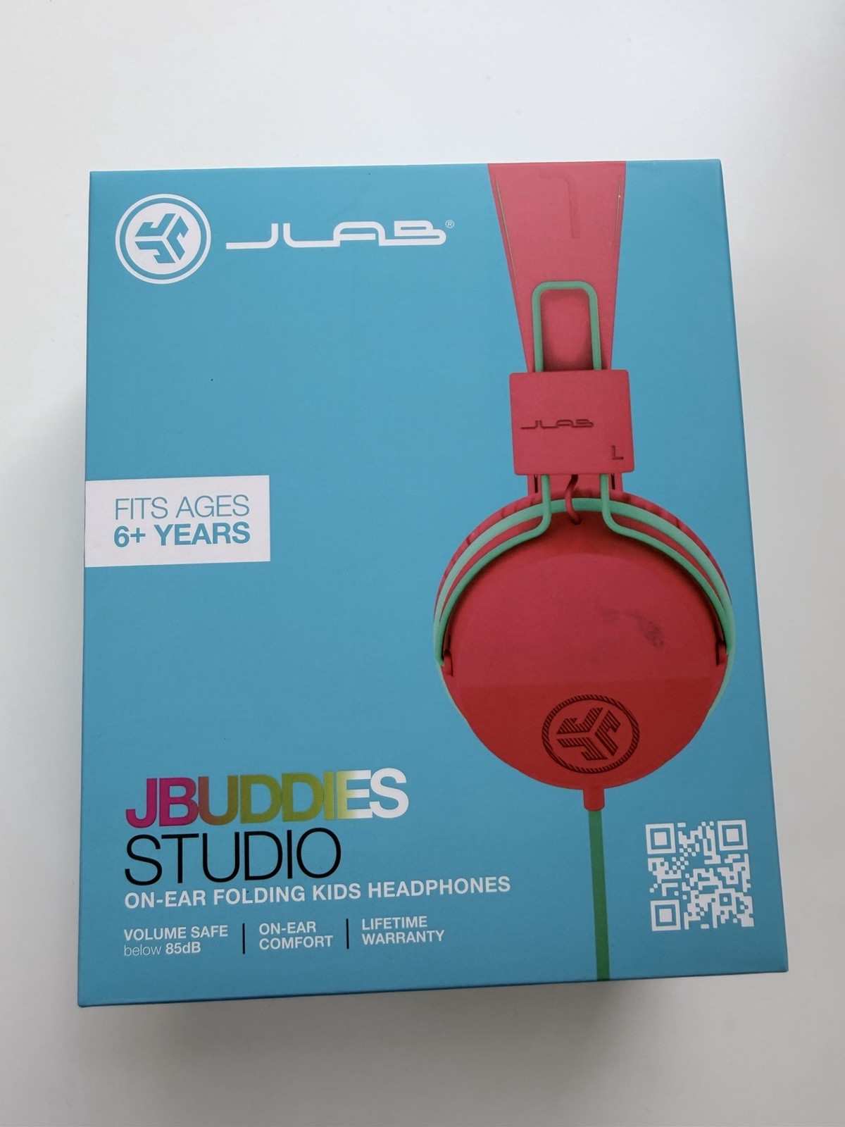 JLab JBuddies Studio Wired Kids Headphones – Pink/Green NEW *DISTRESSED BOX*