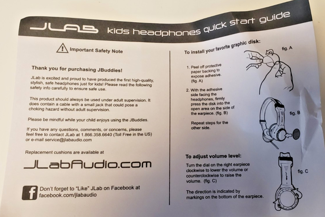 JLab JBuddies Folding Kids Headphones Volume limiting design all ages-PINK