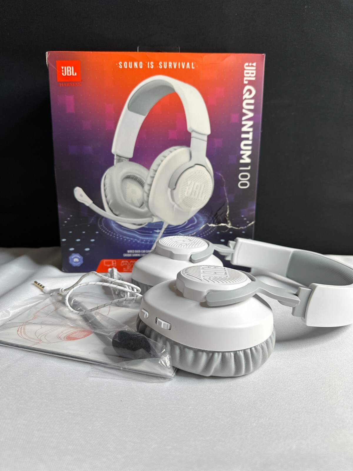 JBL Quantum 100 White Stereo Wired Over Ear Gaming Headphones With Mic