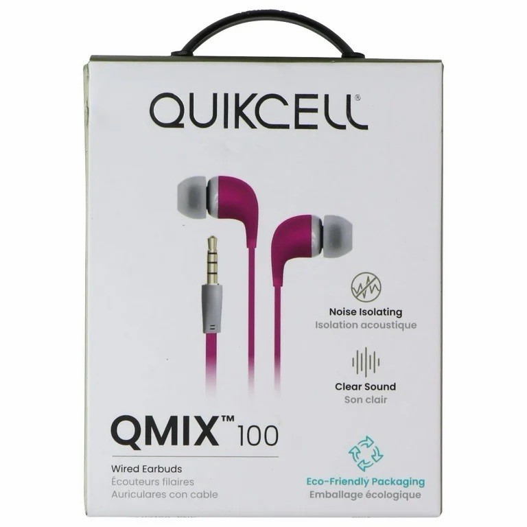 Quikcell QMIX 100 Series Wired 3.5mm Earbuds – Pink
