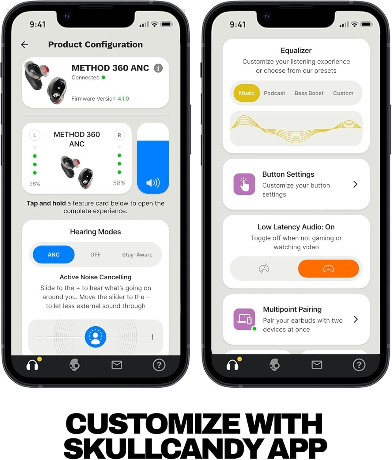 Skullcandy Method 360 ANC Wireless Earbuds, Sound by Bose Black