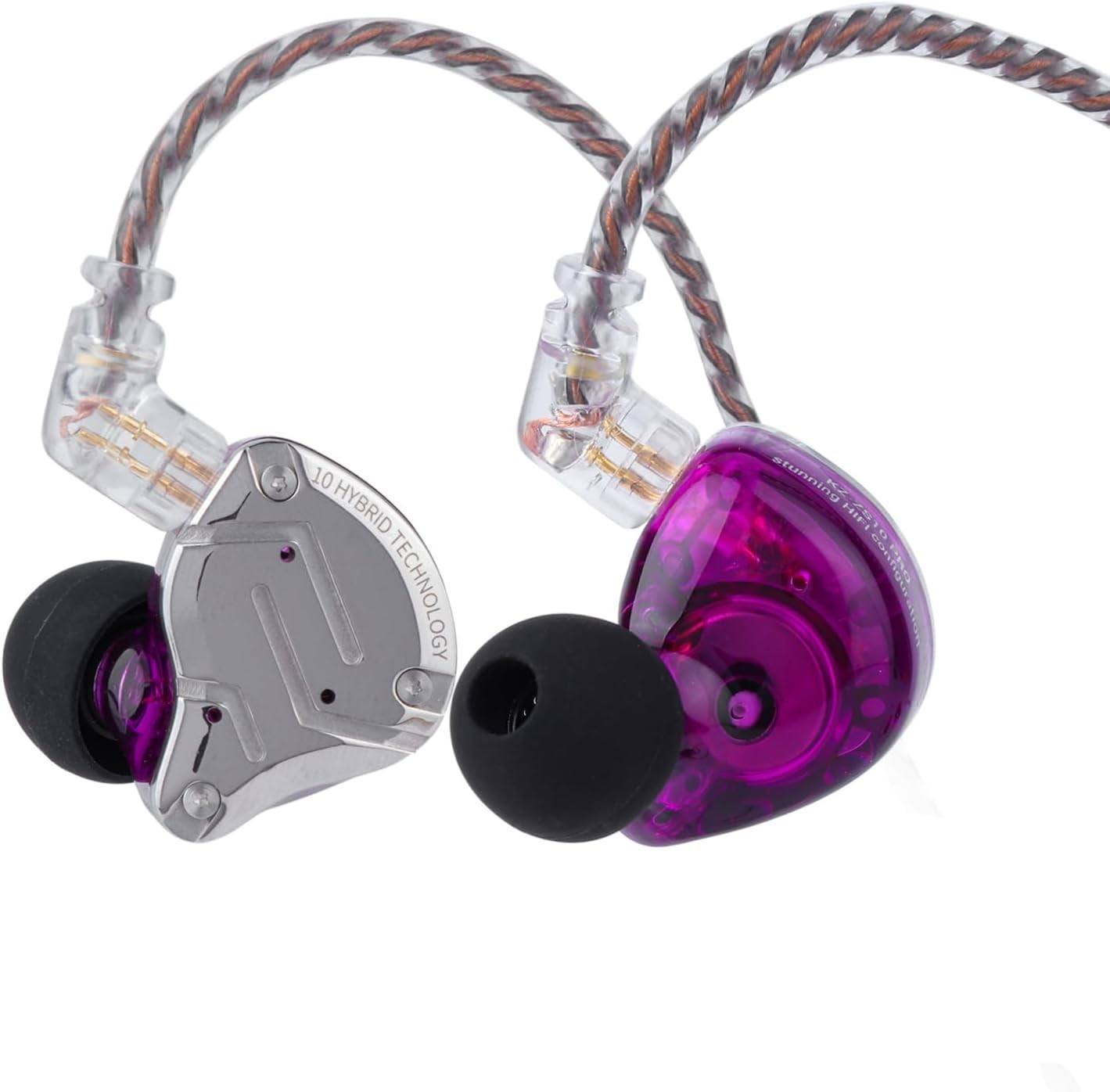 KZ ZS10 Pro In-Ear Monitor Purple 4BA+1DD Hybrid Earphones Wired No Mic