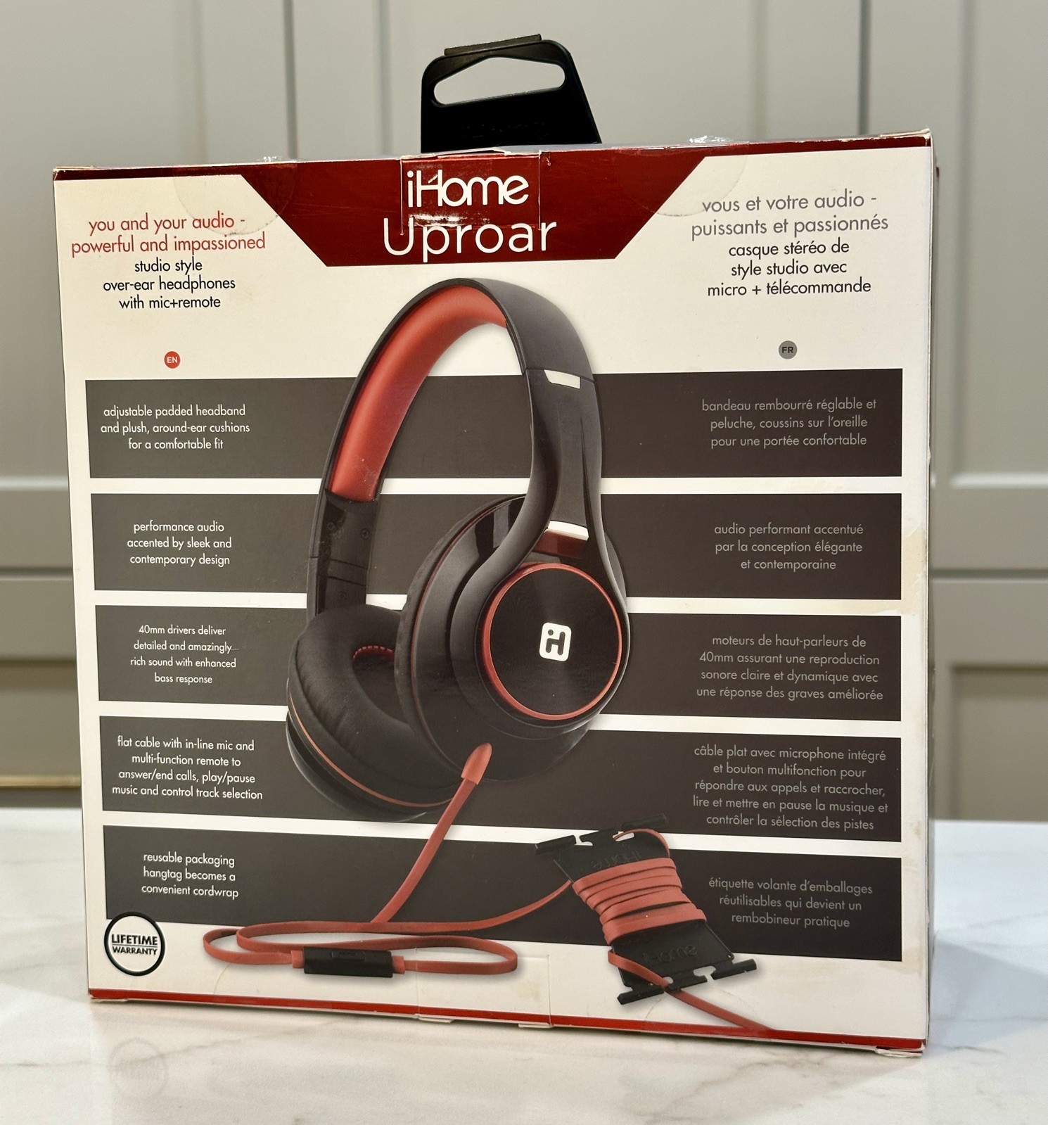 iHome Uproar In-line Padded Ear and Headband Red Headphones – IB42BRC. New