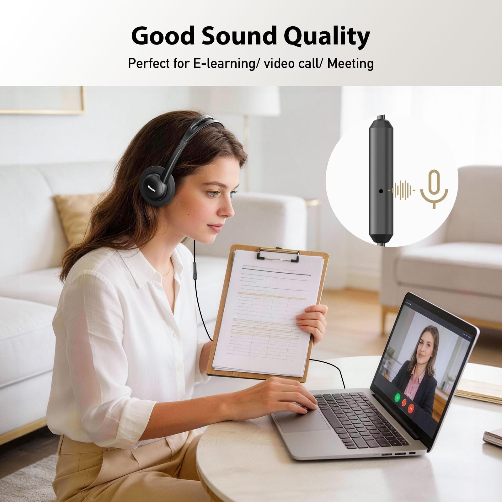 USB-C Wired on-Ear Headphones with Microphone & in-Line Control, Comfort Foam…