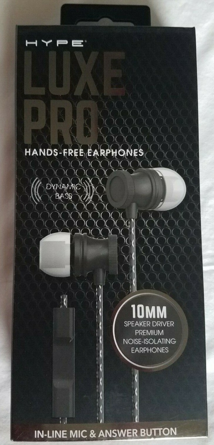 Hype LUXE PRO Hands Free Earphones Bass Boosting -MIC- Bonus Carrying Case