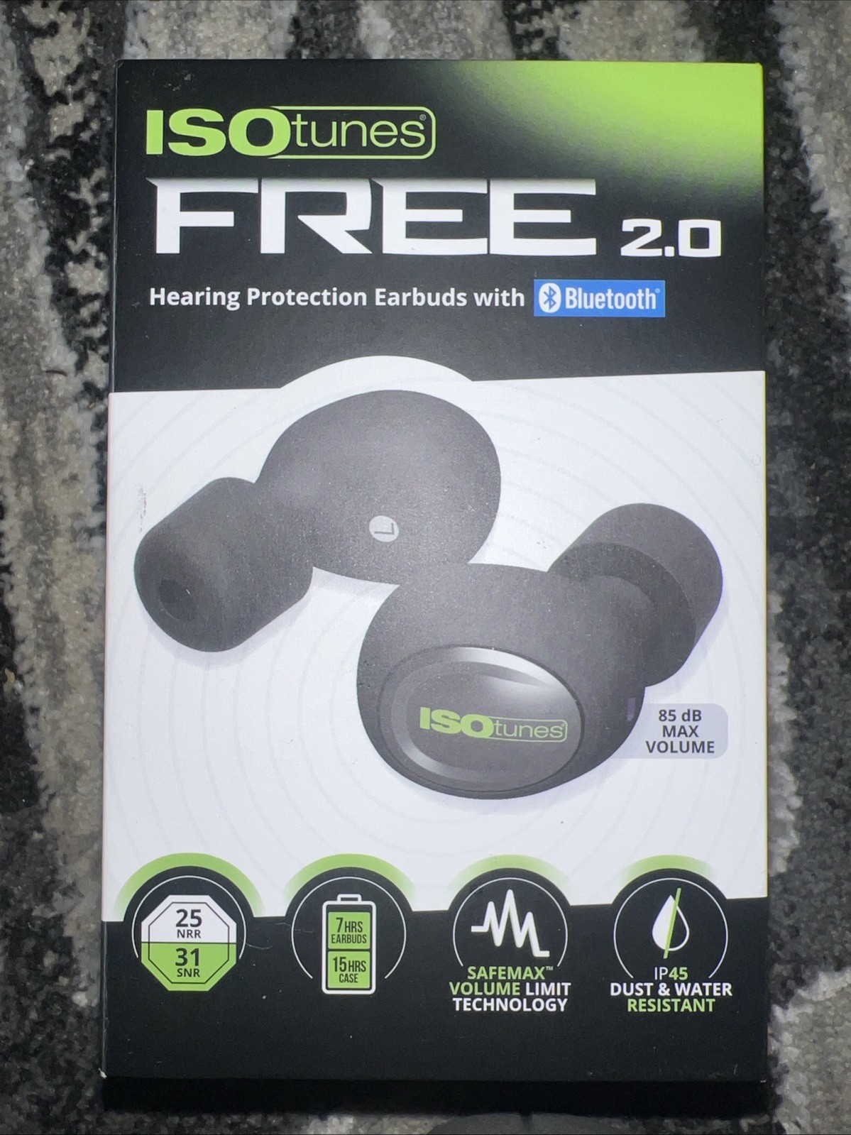 ISOtunes FREE 2.0 Earbuds Bluetooth, SafeMax 85dB, 25dB NRR, Green/Black
