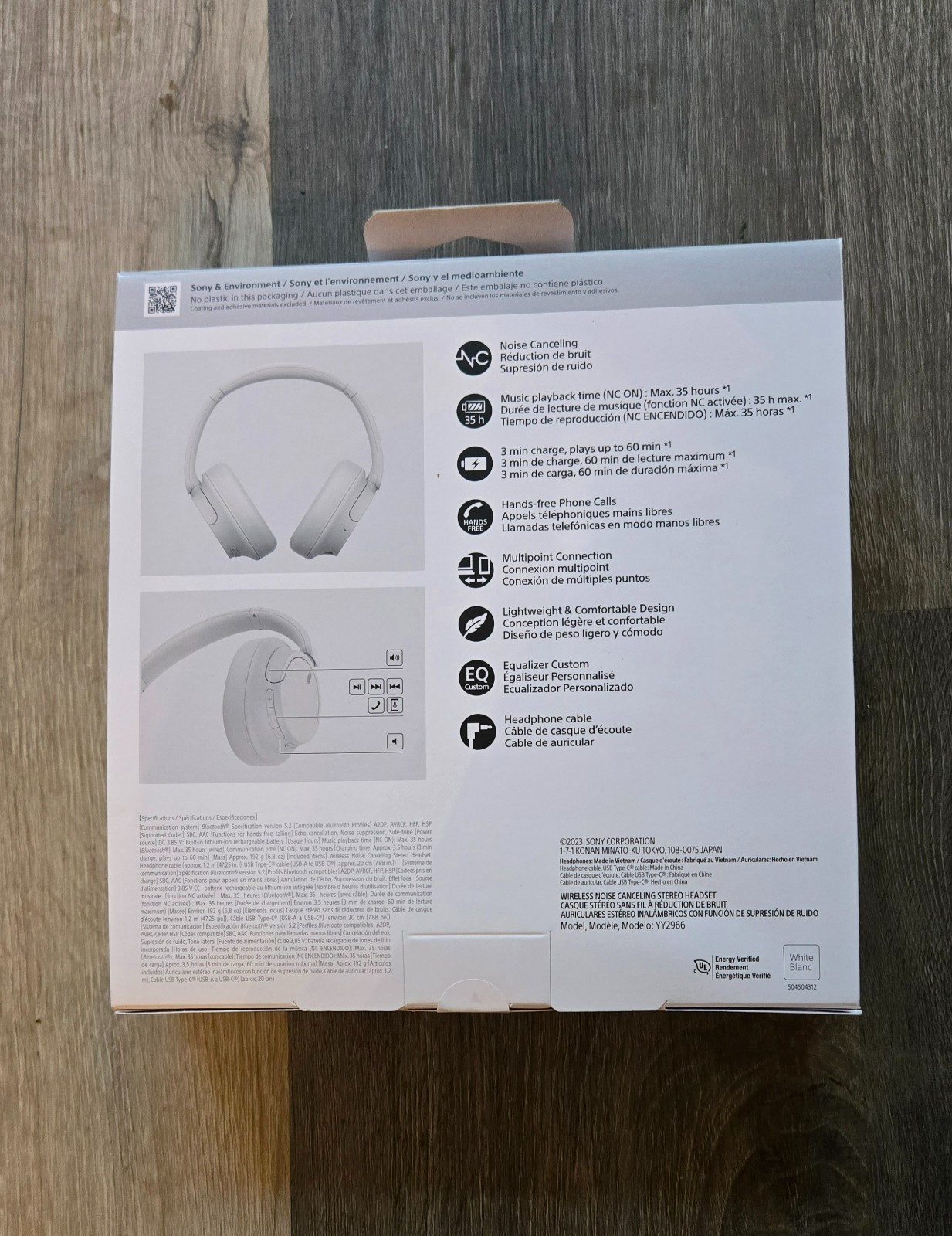 Sony WHCH720N Bluetooth Wireless Noise-Canceling Headphones – White