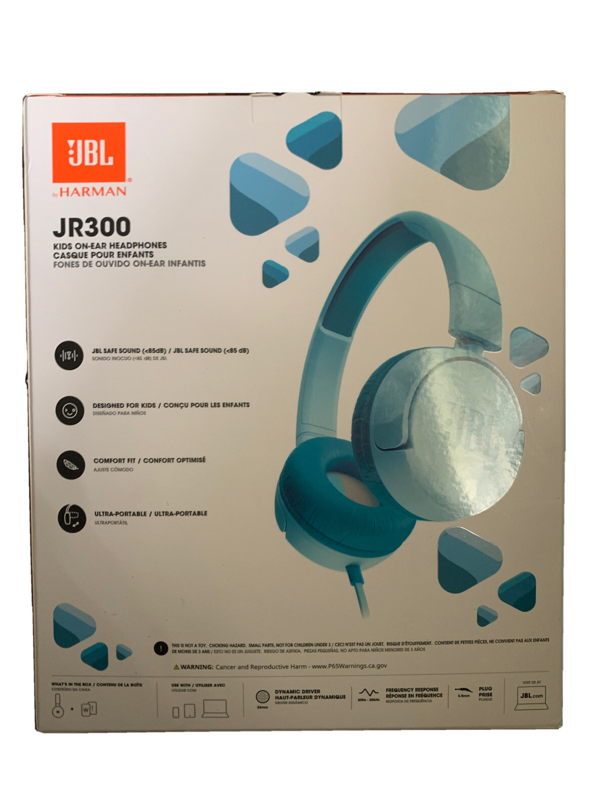 JBL Jbljr300blu Kids Folding On-ear Headphones – Ice Blue
