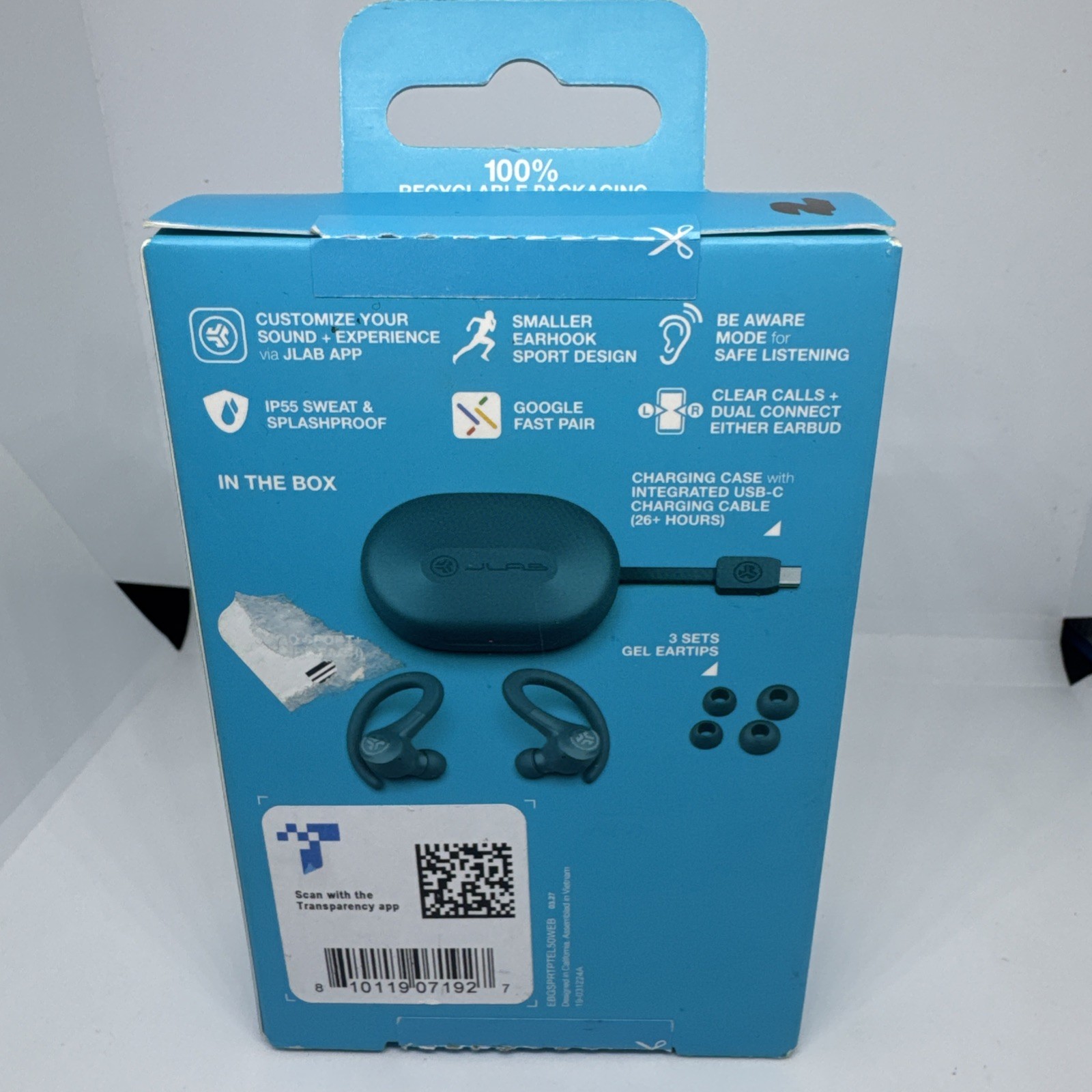 JLab Go Sport Plus True Wireless Bluetooth Earbuds-color TEAL