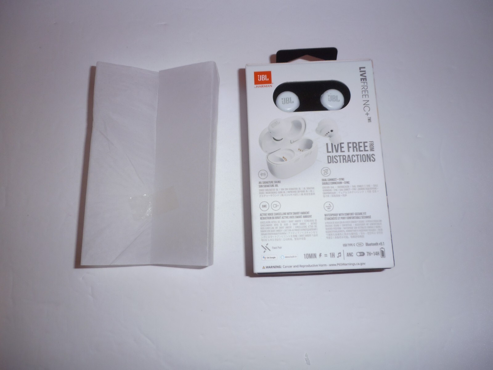 JBL Live Free NC+ tws True In Ear Headphones white Noise Cancelling sealed new