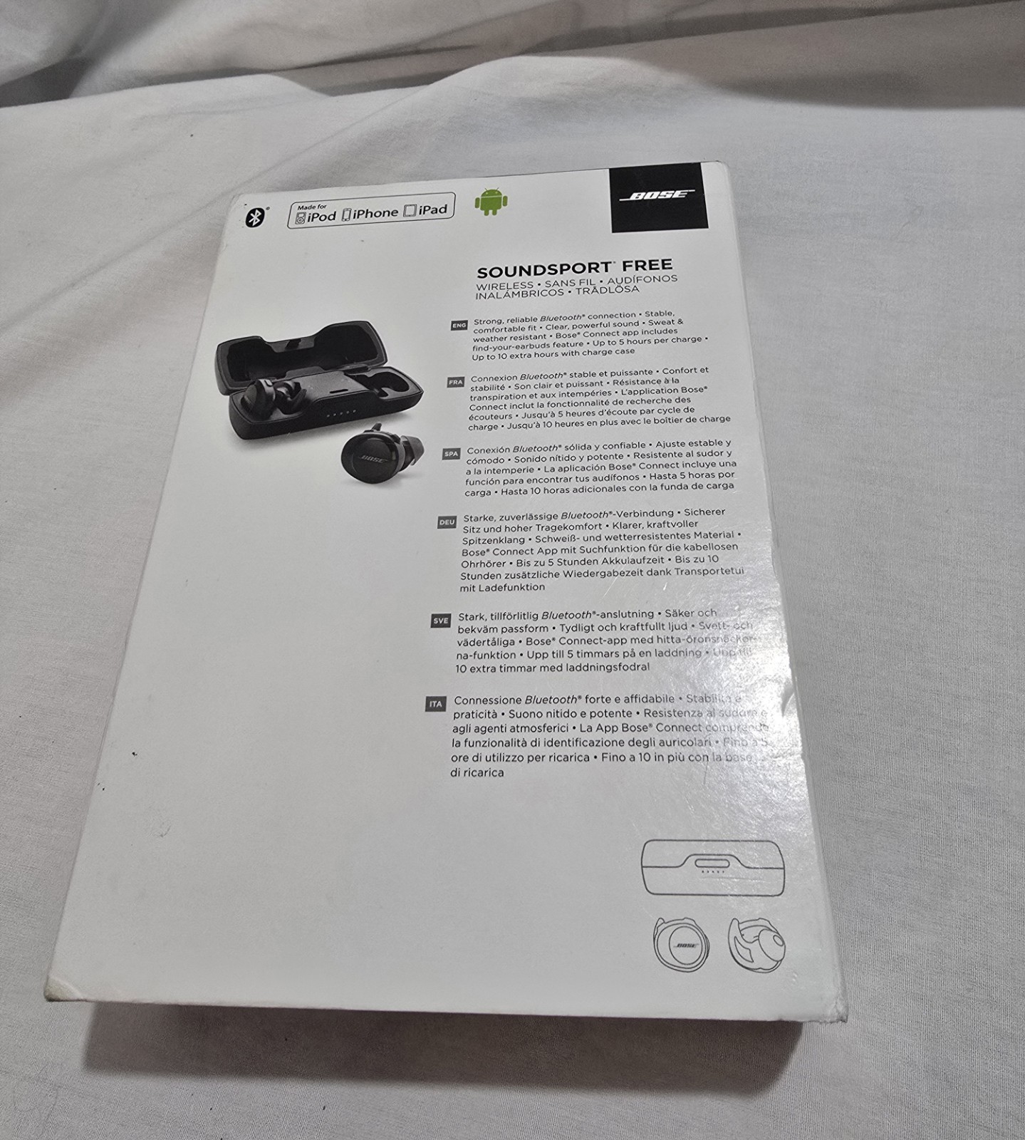 Bose SoundSport Free In Ear Wireless Headphones – Black- Open Box- Free Shipping