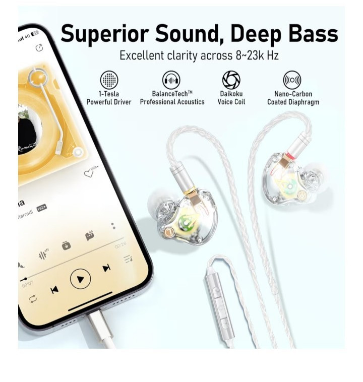 Vibes 202ML Wired Earbuds – MMCX–Lightning, Pink w/silver cord, Carrying Case