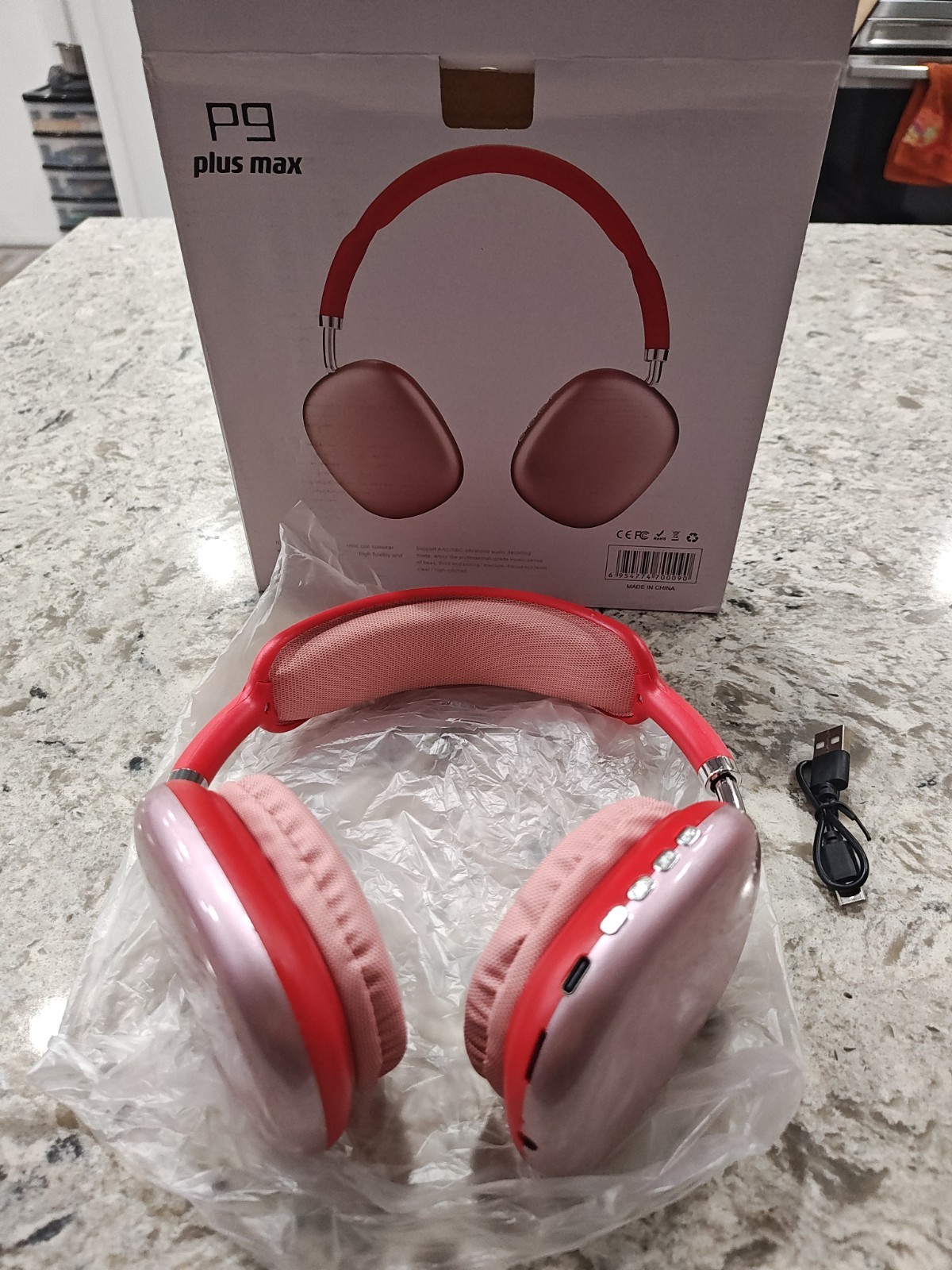 P9 Plus Max Over-Ear Headband Headphones Double Earpieces Pink