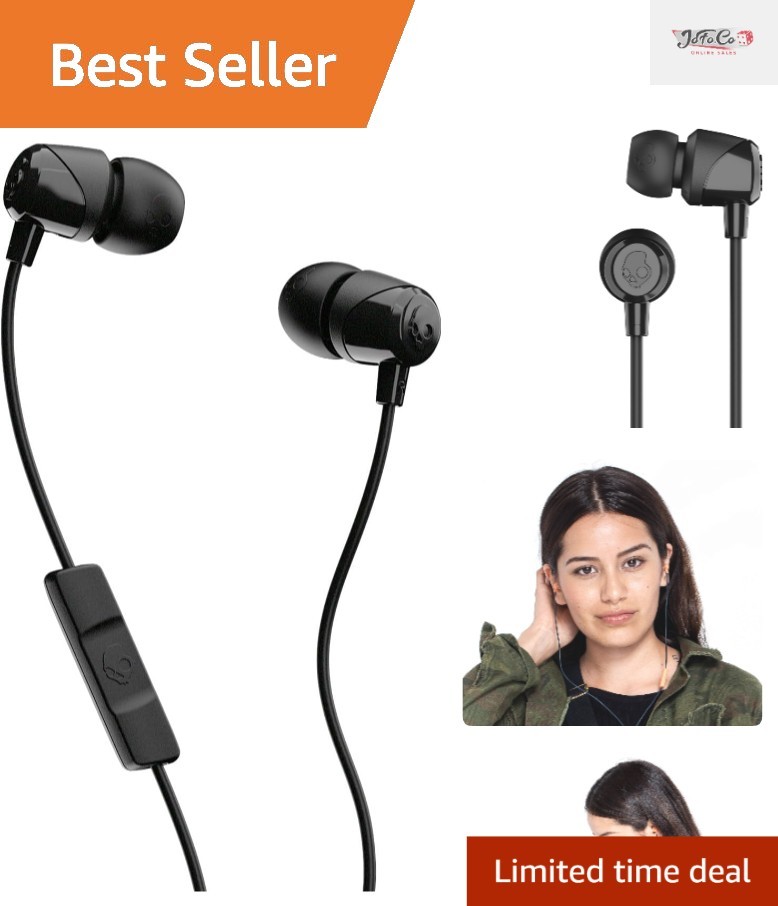 Jib Wired Earbuds – Noise Isolating, In-Line Mic, Perfect for Travel (Black)