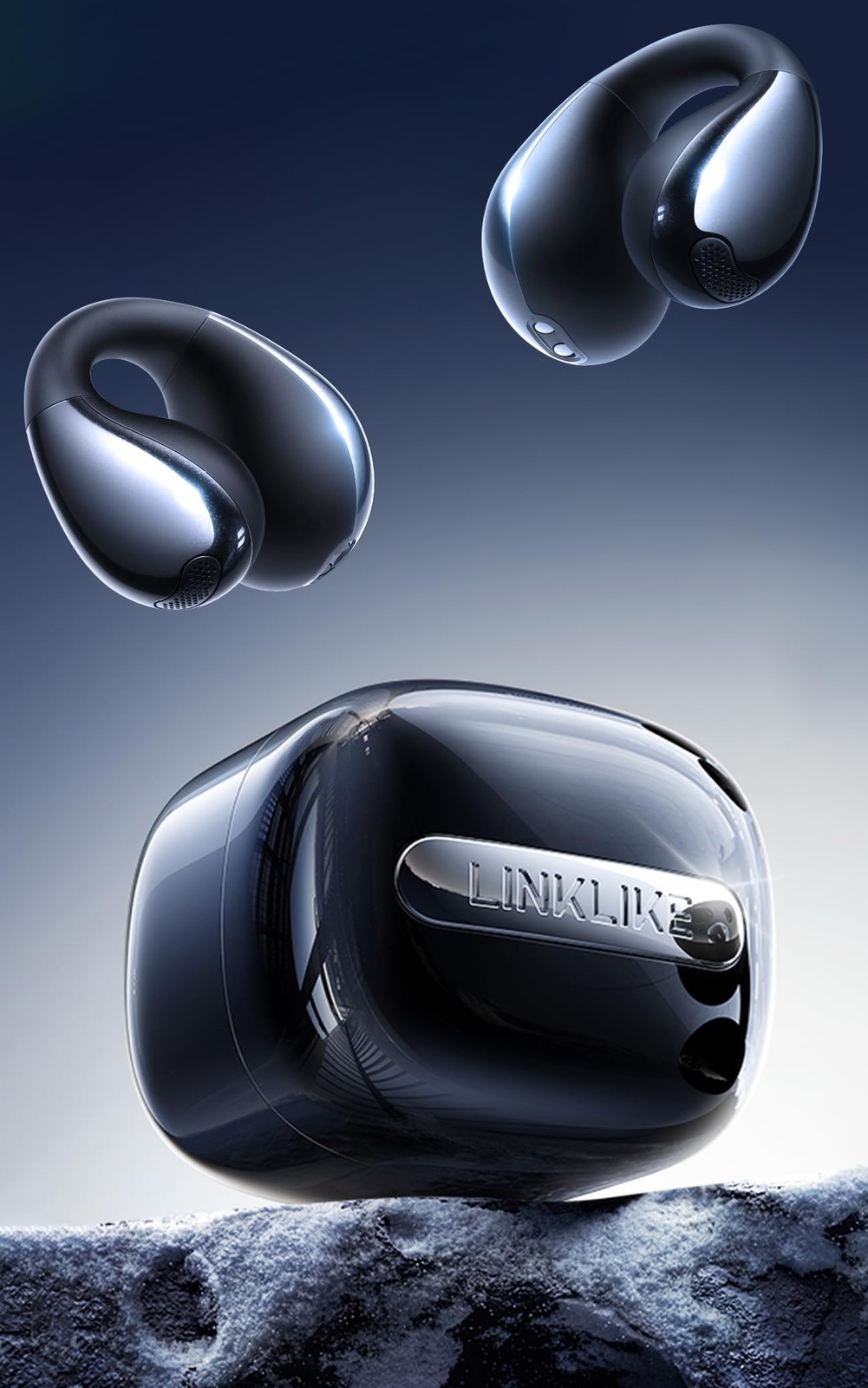 Air Open Ear Clip-on Earbuds｜Zero-Gravity Wearable Tech｜Black