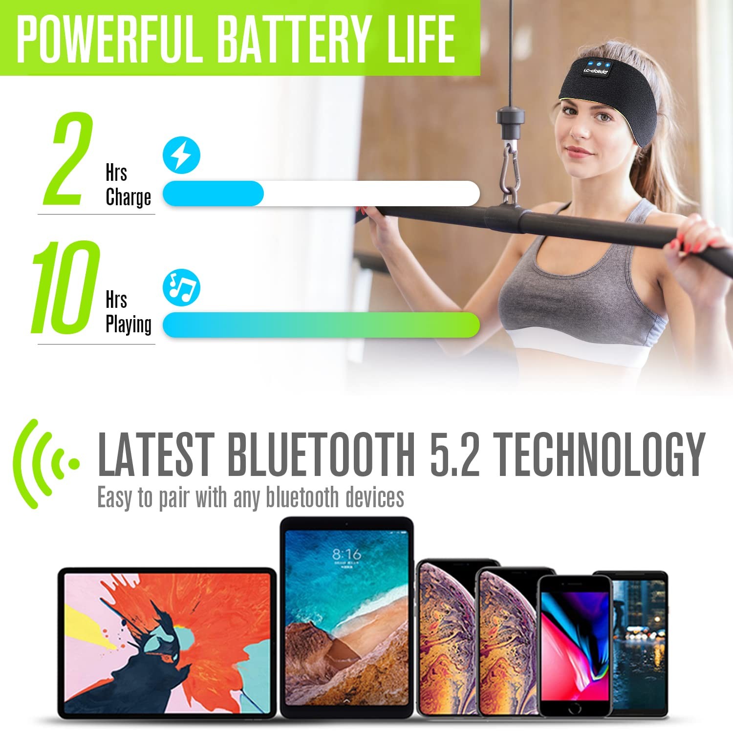 LC-dolida Sleep Headphones Wireless Bluetooth 1 Count (Pack of 1), Moss