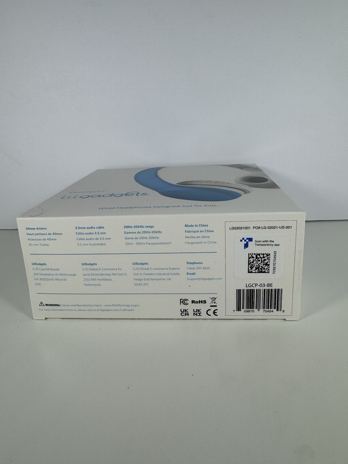 LilGadgets Connect+ Style Kids On-Ear Wired Headphones Blue 93dB New Sealed