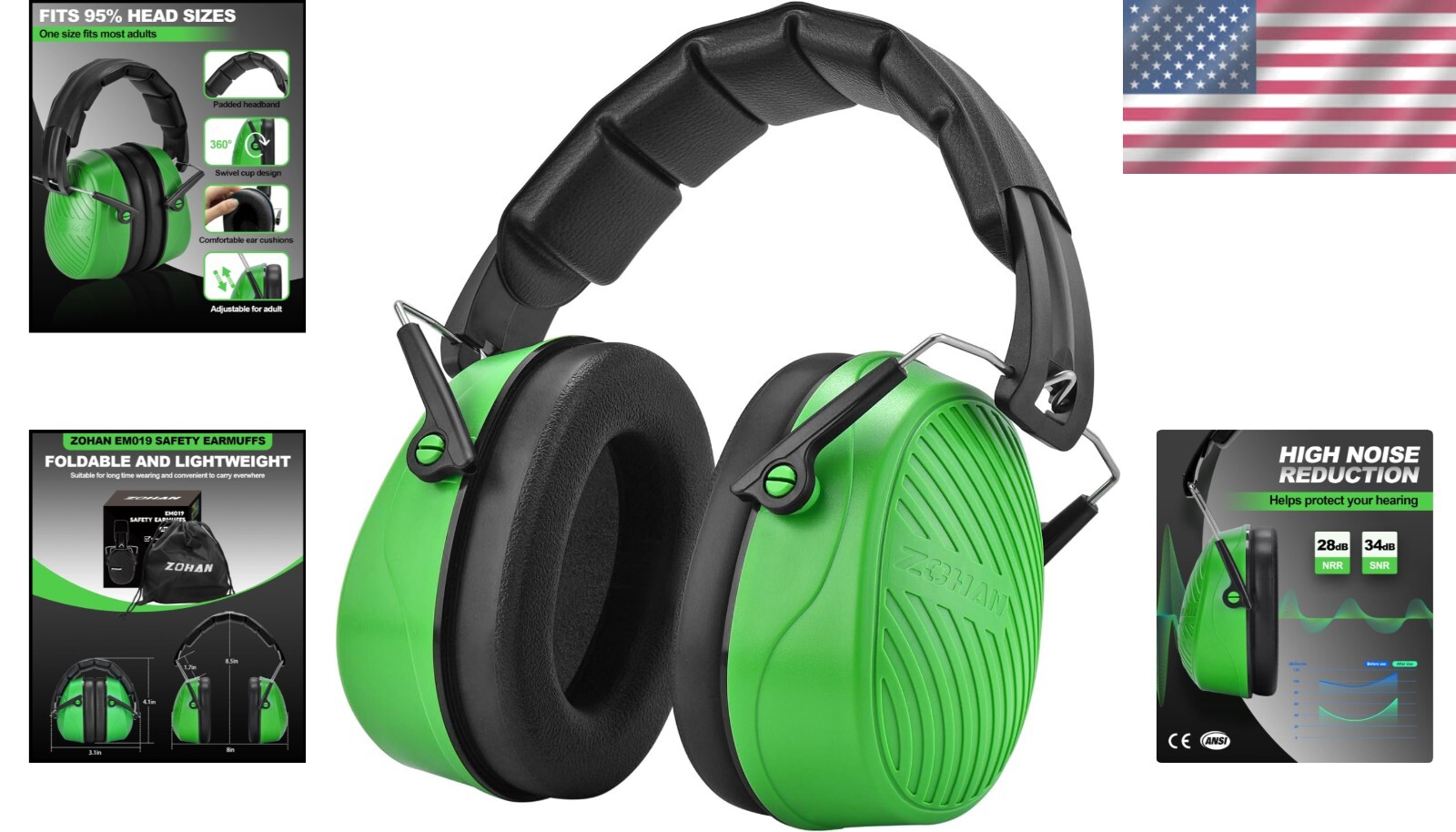 Noise Cancelling Earmuffs for Adults – NRR 28dB for Total Hearing Safety