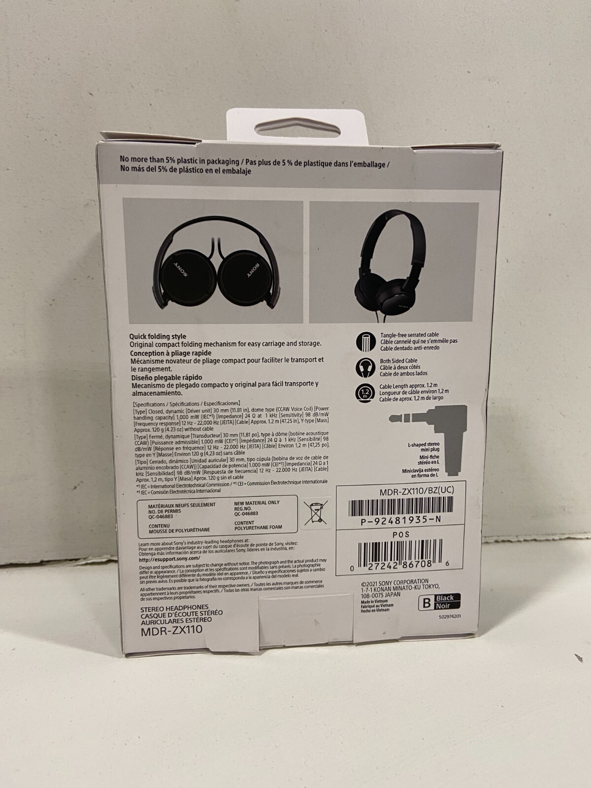 Sony MDR-ZX110 Ear-Pad (On the Ear) Headband Headphones – Black
