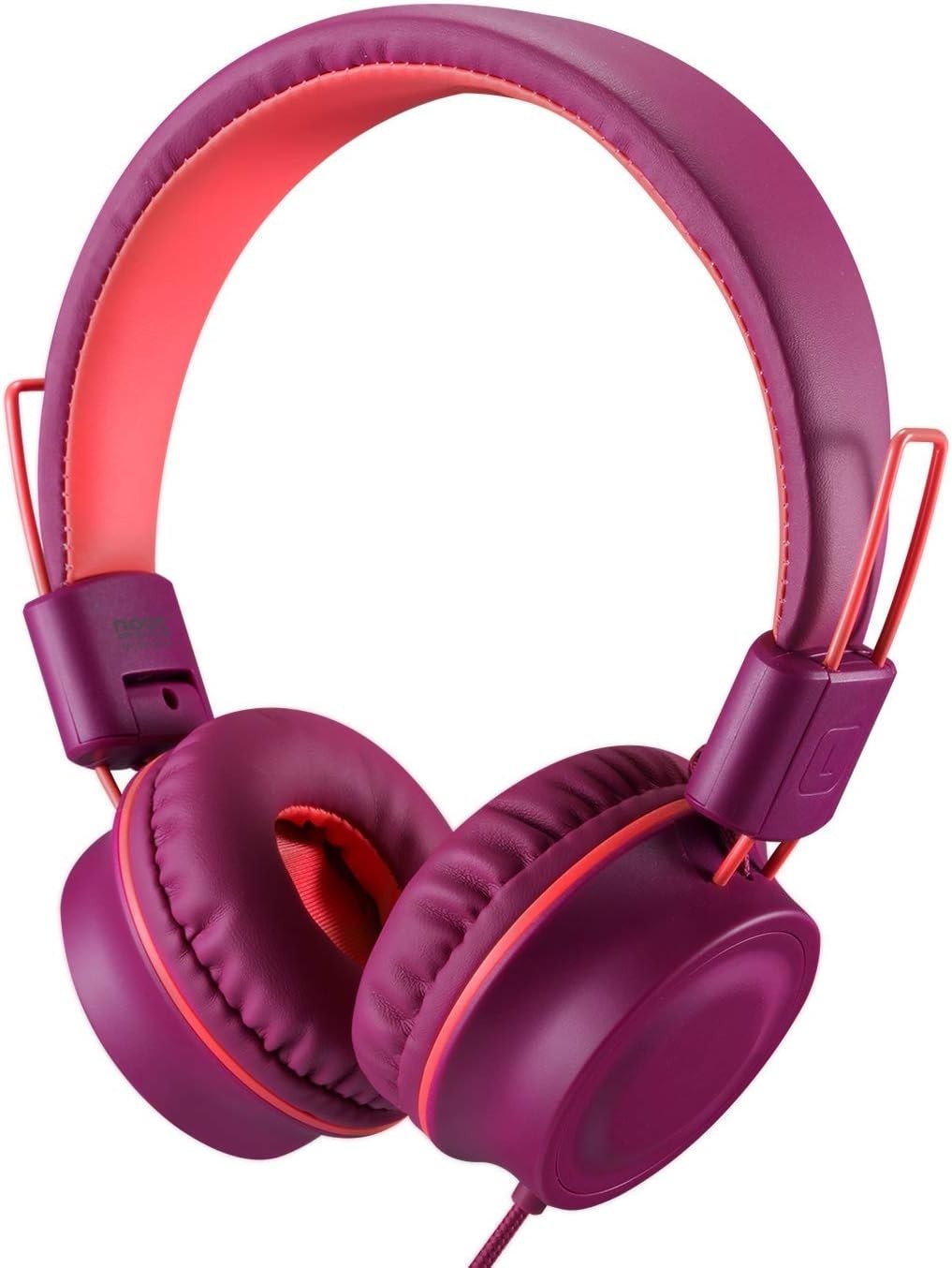 Kids Headphones K33 Foldable Stereo Tangle-Free 5ft Long Cord 3.5mm Jack Plug…