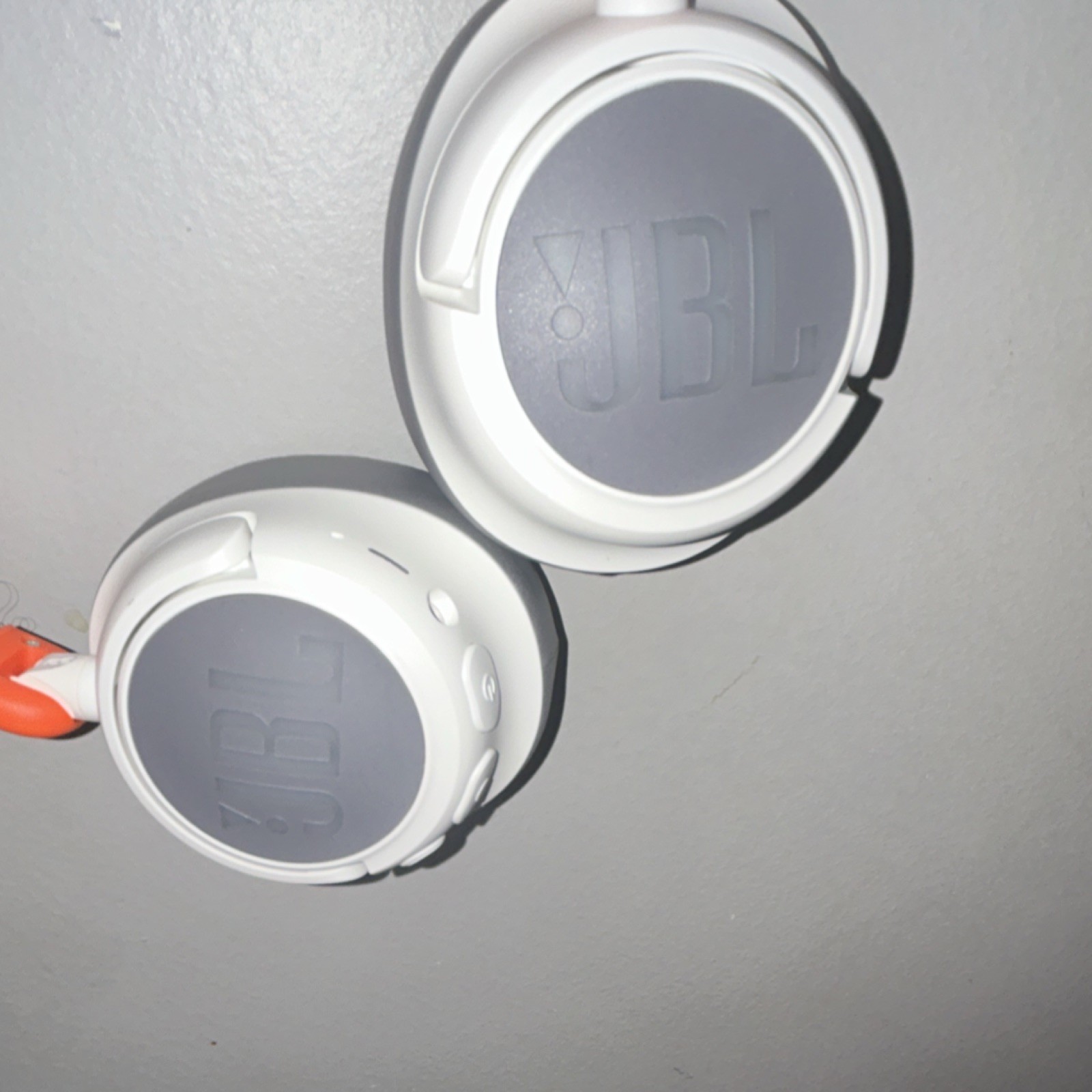 JBL Headband Ear-Pad Headphones White Orange Gray Double Earpiece