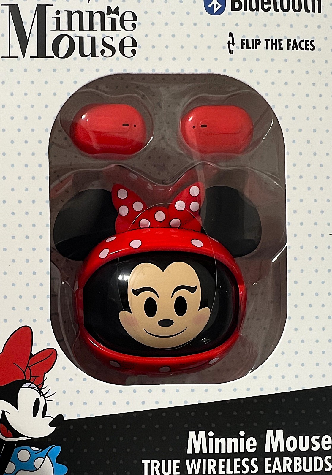 Disney Minnie Mouse Bluetooth True Wireless Earbuds Flip The Faces Touch Control