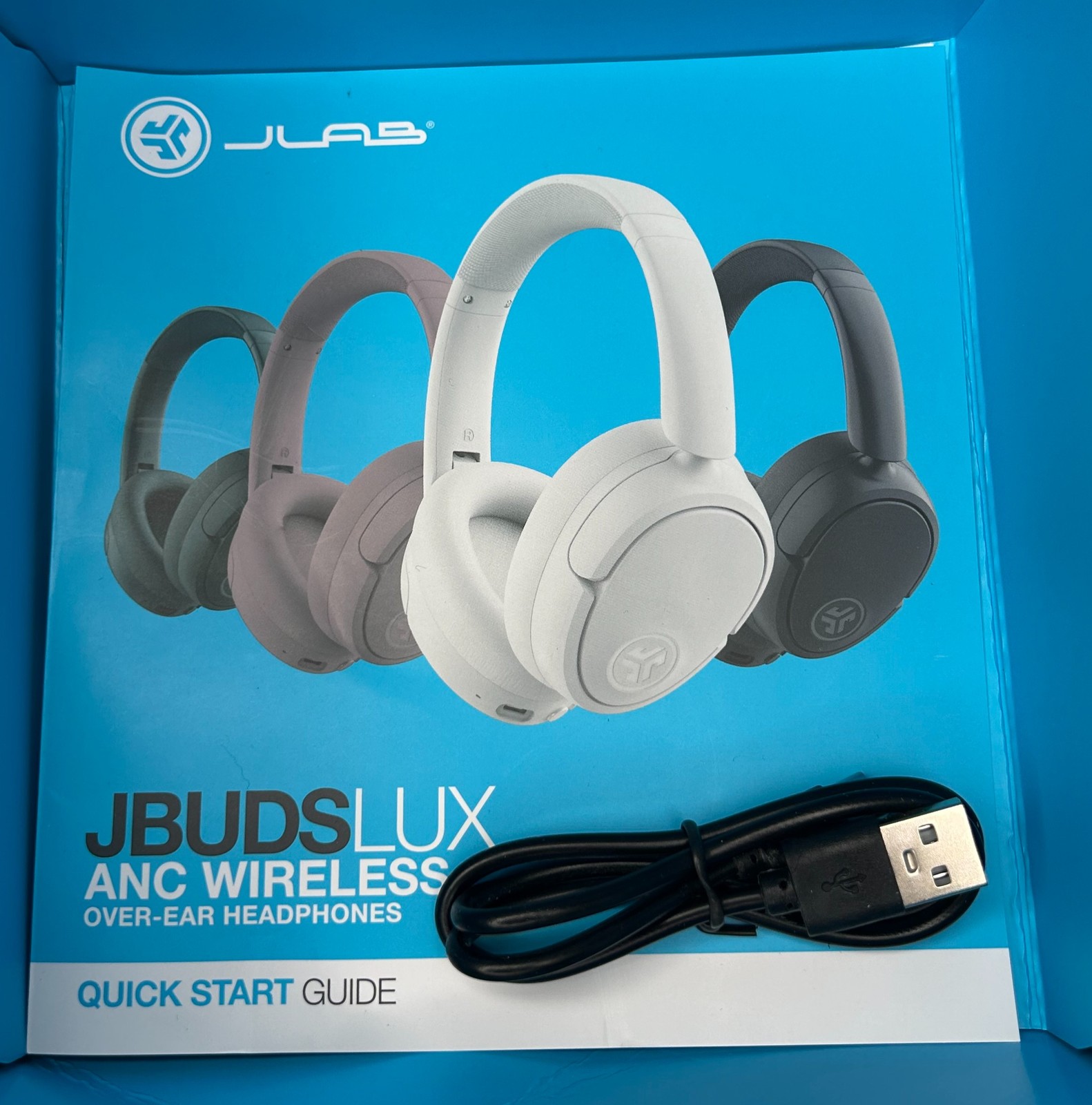 JLAB JBuds Lux ANC Wireless Over-Ear Headphones Cloud White Hybrid Noise